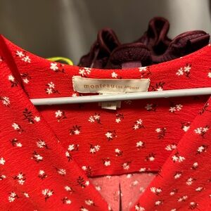 Monteau Scarlet Dress with White Floral Design